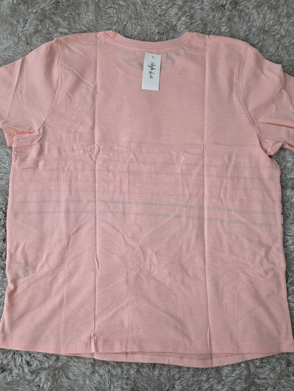 Style & Co Short Sleeve Rainbow Stripe Tee Pink Women's - Picture 5 of 7